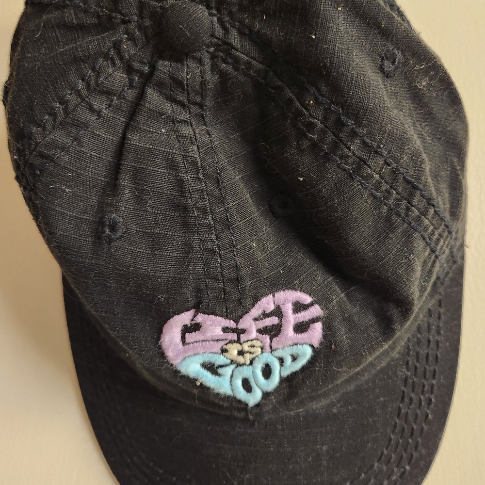 Life Is Good Black Hat with Purple and Blue Logo